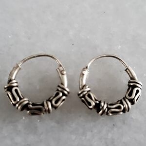 925 Sterling Silver Bali Endless Hoop Earrings